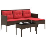 vidaXL Ensemble de canapé de jardin 2 Pièces Marron et rouge polyrotin