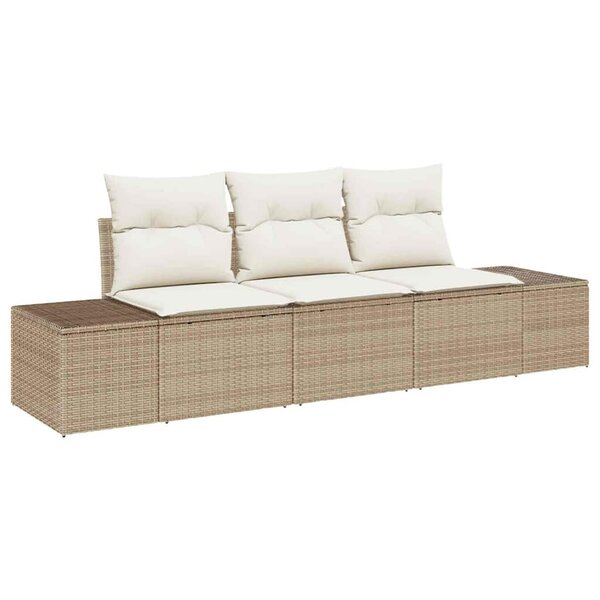 vidaXL Ensemble de Canapés avec coussin 3 Pièces Beige polyrotin