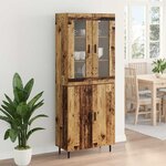 vidaXL Haut Armoire 2 Pièces Bois Ancien Bois Aggloméré et Verre