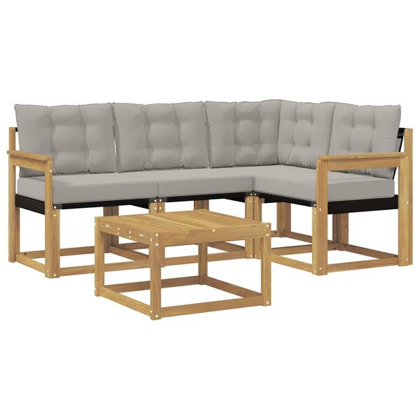 vidaXL Ensemble de canapés d'extérieur 5 Pièces Blanc et gris clair