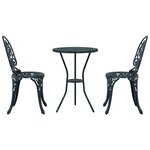 vidaXL Ensemble bistro de jardin 3 Pièces Vert Aluminium