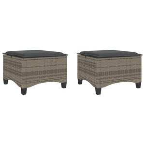 vidaXL Tabourets jardin coussins 2 Pièces gris 55x55x36 cm résine tressée