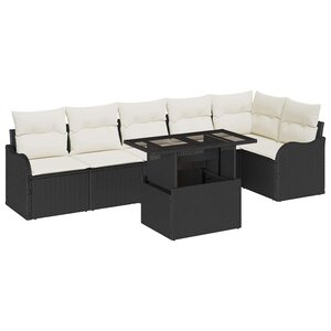 vidaXL Ensemble de canapé de jardin 7 Pièces Noir Poly Rattan
