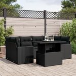 vidaXL Salon de jardin 7 Pièces avec coussins noir résine tressée