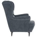 vidaXL Fauteuil à oreilles avec tabouret gris foncé velours
