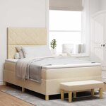vidaXL Lit à ressorts avec matelas Crème 120 x 200 cm tissu