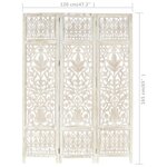 vidaXL Cloison de séparation 3 panneaux Blanc 120x165 cm Bois manguier