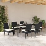 vidaXL Set de salle à manger jardin 7 pièces Noir Rotin synthétique