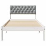 vidaXL Cadre de lit Blanc et gris clair 90 x 190 cm Bois massif en pin