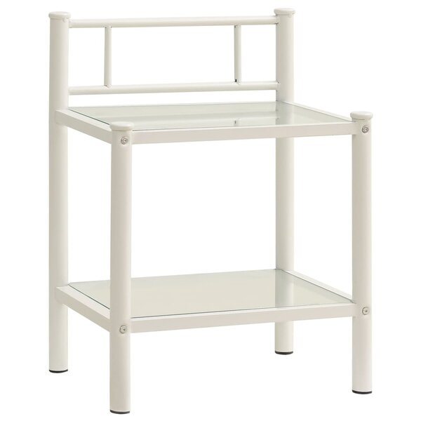 vidaXL Table de chevet Blanc/transparent 45x34 5x60 5cm Métal et verre