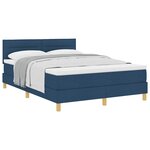 vidaXL Lit à ressorts avec coussin Bleu 140 x 200 cm tissu