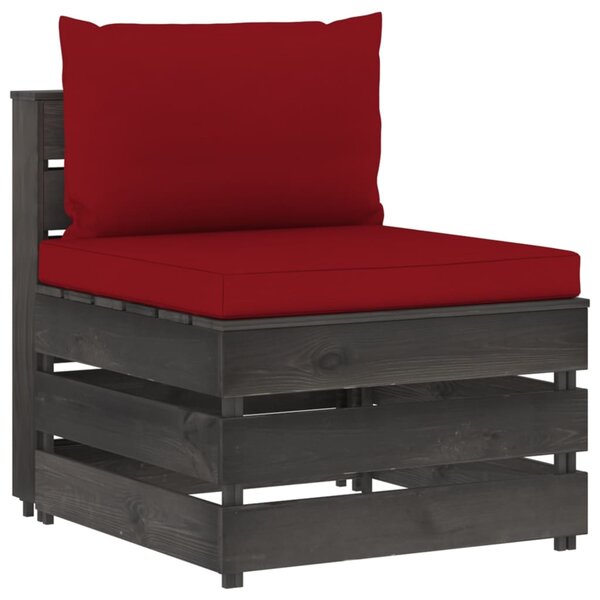 vidaXL Canapé central sectionnel avec coussins Bois imprégné de gris