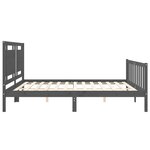 vidaXL Cadre de lit avec tête de lit gris 200x200 cm bois massif