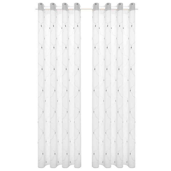 Vidaxl rideaux transparents brodés 2 pcs 140 x 245 cm blanc