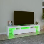 vidaXL Meuble TV avec lumières LED Blanc 200x36 5x40 cm