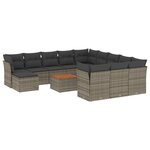 vidaXL Salon de jardin avec coussins 13 Pièces gris résine tressée