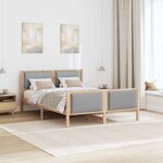 vidaXL Cadre de lit avec tête de lit Gris clair 135 x 190 cm tissu
