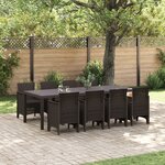 vidaXL Ensemble de salle à manger de jardin de 9 pièces marron poly rattan
