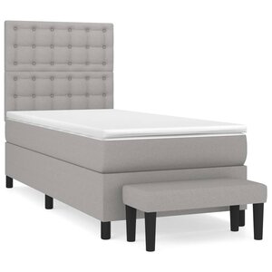 vidaXL Sommier à lattes de lit avec matelas Gris clair 100x200cm Tissu