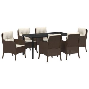 vidaXL Ensemble de salle à manger pour jardin 7 Pièces Marron polyrotin