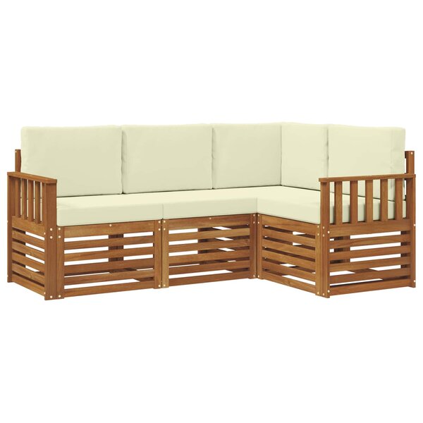 vidaXL Ensemble de canapés d'extérieur 4 pc Naturel et Crème Polyester