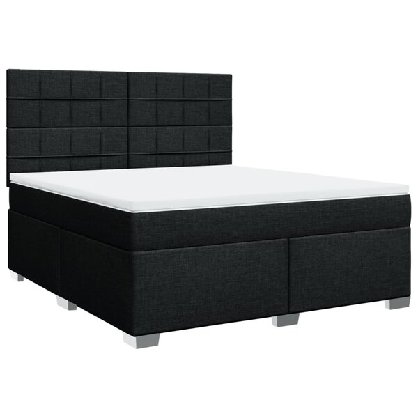 vidaXL Sommier à lattes de lit avec matelas Noir 180x200 cm Tissu