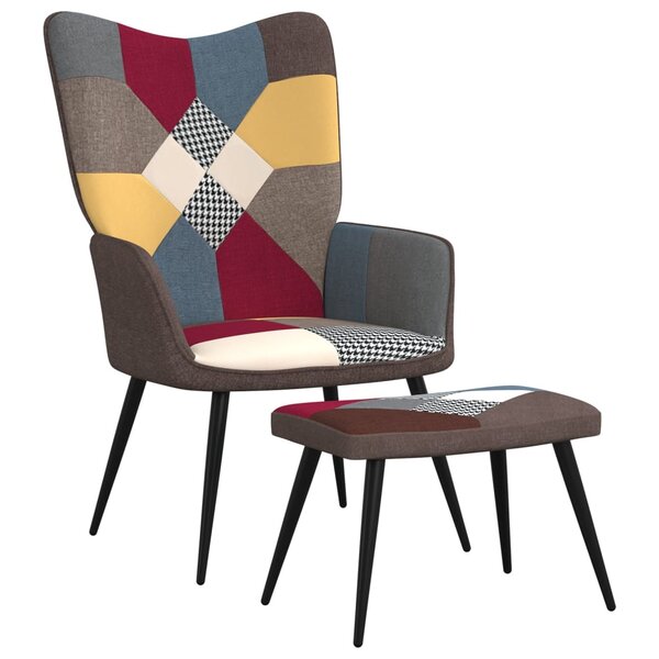 vidaXL Chaise de relaxation avec tabouret Patchwork Tissu