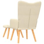 vidaXL Chaise de relaxation avec tabouret Crème Tissu