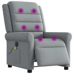 vidaXL Fauteuil de massage inclinable électrique gris clair tissu