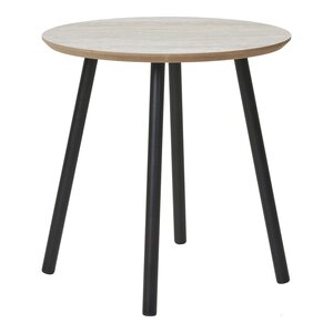 Table d'appoint aspect travertin pieds noirs Ø 40 x 40 cm