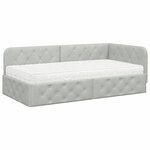 vidaXL Cadre de lit d'angle Gris clair 90 x 190 cm Velours