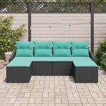 vidaXL Ensemble de Canapés avec coussin 6 Pièces Noir polyrotin