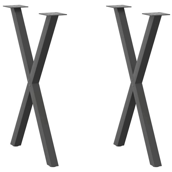 vidaXL Pieds de table à manger en forme de X  2 pièces  anthracite  57 x (72-73) cm  acier