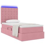 vidaXL Lit de rangement LED avec matelas Rose 90 x 190 cm Velours