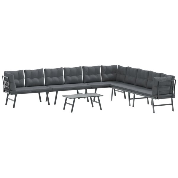 vidaXL Ensemble de bancs de jardin avec coussins 5 Pièces noir
