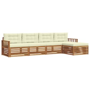 vidaXL Ensemble de canapés d'extérieur 5 pc Naturel et Crème