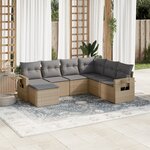 vidaXL Salon de jardin avec coussins 7 Pièces beige résine tressée