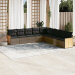 vidaXL Salon de jardin 9 Pièces avec coussins gris résine tressée