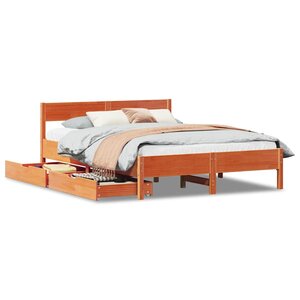 vidaXL Cadre de lit sans matelas cire marron 140x190cm bois pin massif