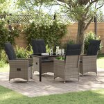 vidaXL Ensemble de jardin 5 pièces avec coussins en poly rattan gris
