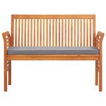 vidaXL Banc de jardin 2 places avec coussin 120cm Bois d'acacia massif