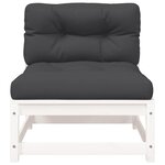 vidaXL Canapé de jardin et coussins 2 places blanc bois de pin massif