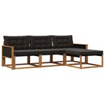 vidaXL Ensemble de canapés d'extérieur 4 pc Naturel et noir