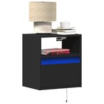 vidaXL Table de chevet murale avec lumières LED noir