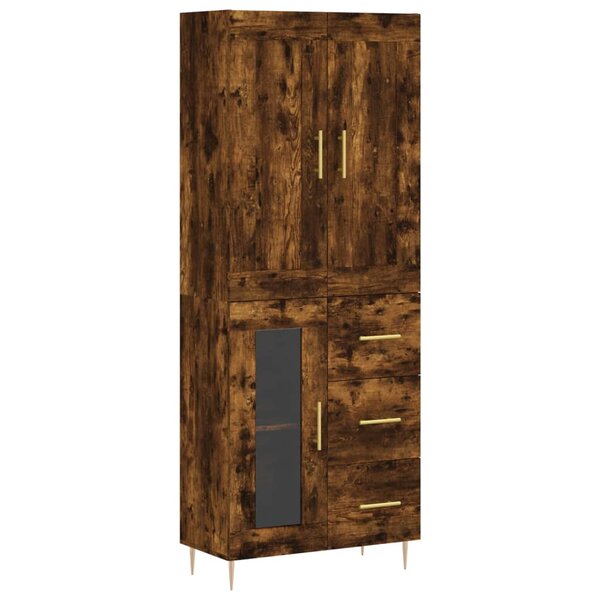 vidaXL Buffet haut Chêne fumé 69 5x34x180 cm Bois d'ingénierie