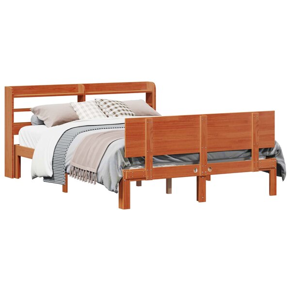 vidaXL Cadre de lit avec stockage 2 Pièces Cire marron Bois de Pin Massif