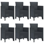 vidaXL Ensemble de Salle à Manger de Jardin de 7 Pièces en Rotin Synthétique Anthracite