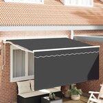 vidaXL Auvent Rétractable Rayé Anthracite 300 x 200 cm tissu