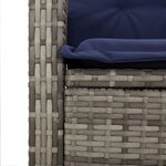 vidaXL Banc inclinable de jardin avec coussins gris résine tressée