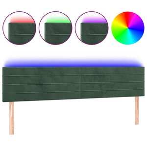 vidaXL Tête de lit à LED Vert foncé 160x5x78/88 cm Velours